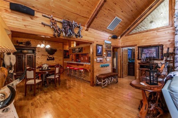 Dining room, Interior, Wooden Beams, Wooden Ceilings, Wood Texture Flooring, Wooden Walls