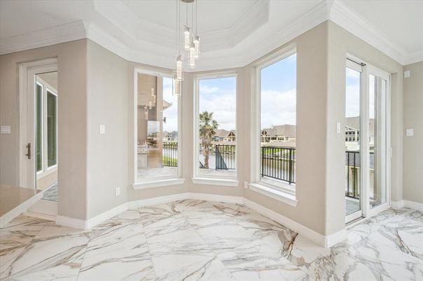 Empty room, Interior, Marble, Pendant Lights