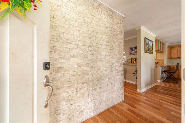 Interior, Stone Walls, Wood Texture Flooring