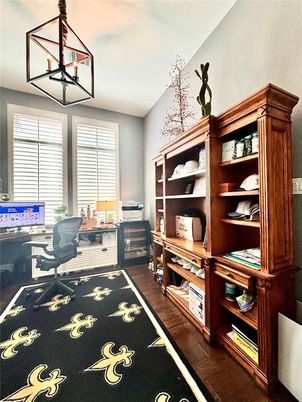 Home Office, Interior, Pendant Lights, Wood Texture Flooring