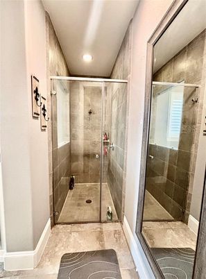 Bathroom, Glass Shower, Interior, Recessed Lighting
