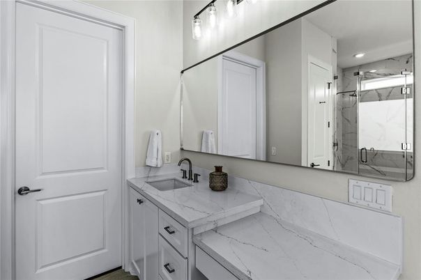 Bathroom, Glass Shower, Interior, Marble Walls, Recessed Lighting