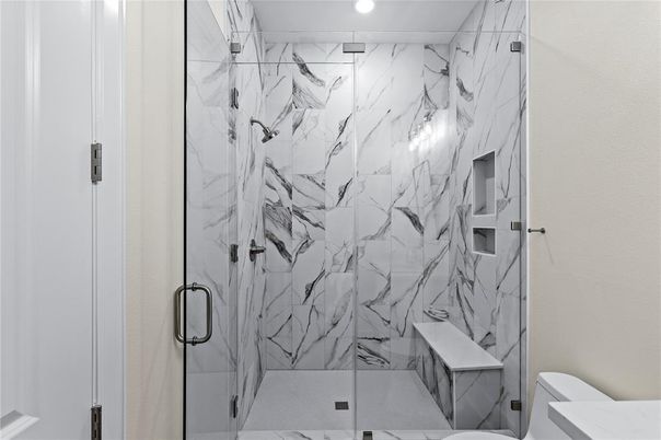 Bathroom, Glass Shower, Interior, Marble Walls