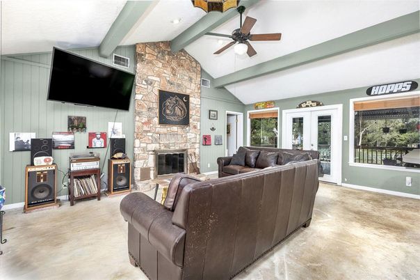 Fireplace, Interior, Living room, Stone Walls