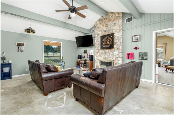 Fireplace, Interior, Living room, Stone Walls