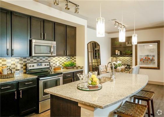 Dining room, Interior, Kitchen, Pendant Lights, Stainless Steel Appliances, Wood Texture Flooring