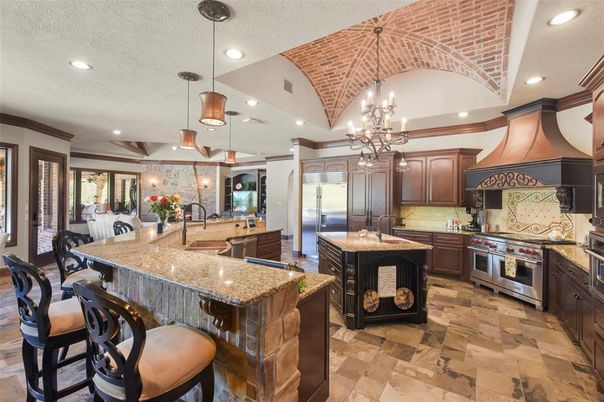 Chandelier, Interior, Kitchen, Pendant Lights, Recessed Lighting, Stainless Steel Appliances