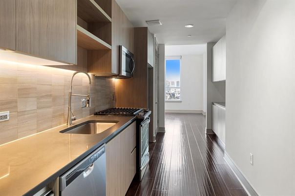 Interior, Kitchen, Recessed Lighting, Wood Texture Flooring
