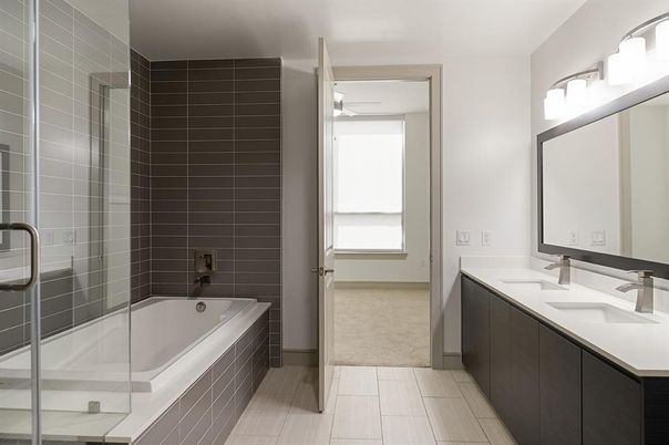 Bathroom, Dual Sink Vanities, Glass Shower, Interior