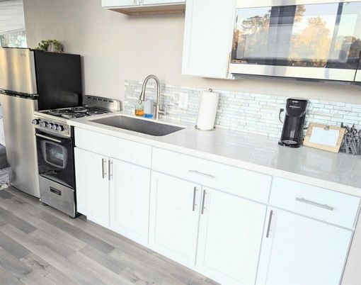 Interior, Kitchen, Stainless Steel Appliances, Wood Texture Flooring