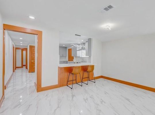Interior, Kitchen, Marble, Pendant Lights, Recessed Lighting
