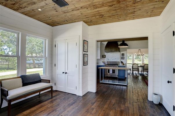 Dining room, Interior, Pendant Lights, Wooden Ceilings, Wood Texture Flooring