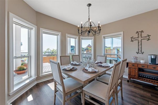 Chandelier, Dining room, Interior, Wood Texture Flooring
