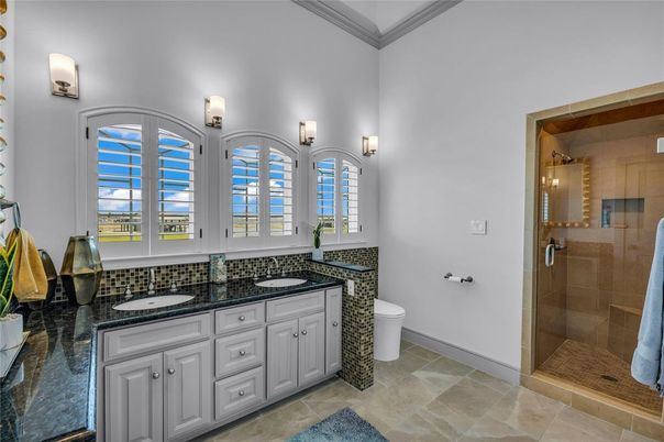 Bathroom, Dual Sink Vanities, Glass Shower, Interior