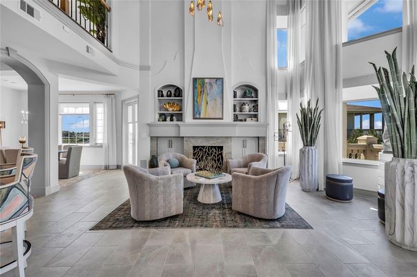 Fireplace, Interior, Living room, Pendant Lights