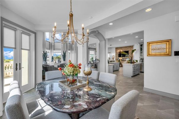 Chandelier, Dining room, Interior, Kitchen, Living room, Recessed Lighting