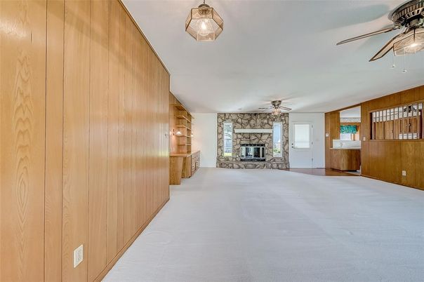 Empty room, Fireplace, Interior, Wooden Walls