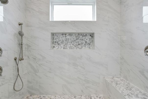 Bathroom, Glass Shower, Interior, Marble Walls