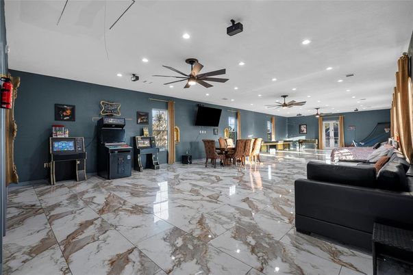 Dining room, Interior, Marble, Recessed Lighting