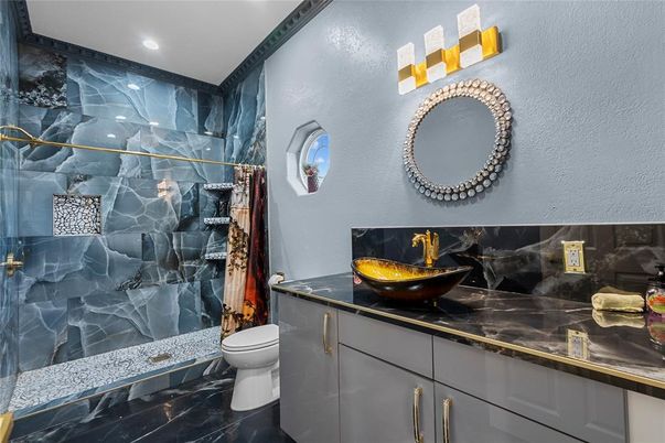 Bathroom, Interior, Marble, Recessed Lighting