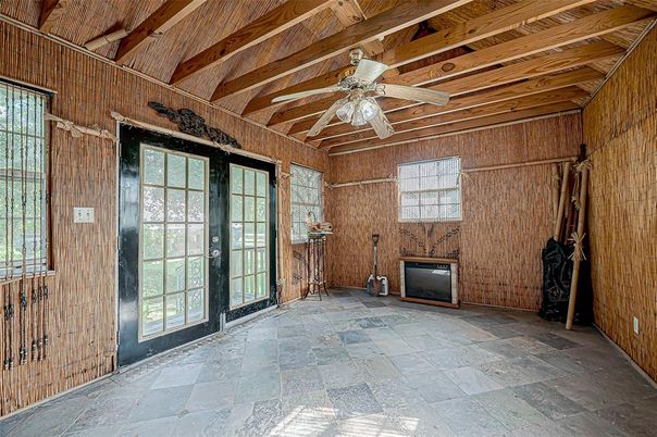 Empty room, Fireplace, Interior, Wooden Beams, Wooden Ceilings, Wooden Walls