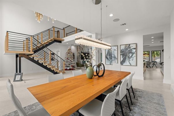 Chandelier, Dining room, Interior, Recessed Lighting