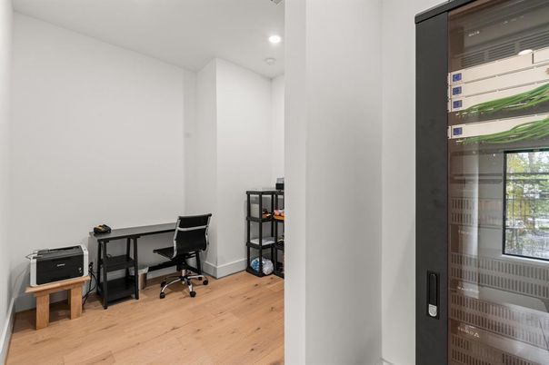 Home Office, Interior, Recessed Lighting, Wood Texture Flooring