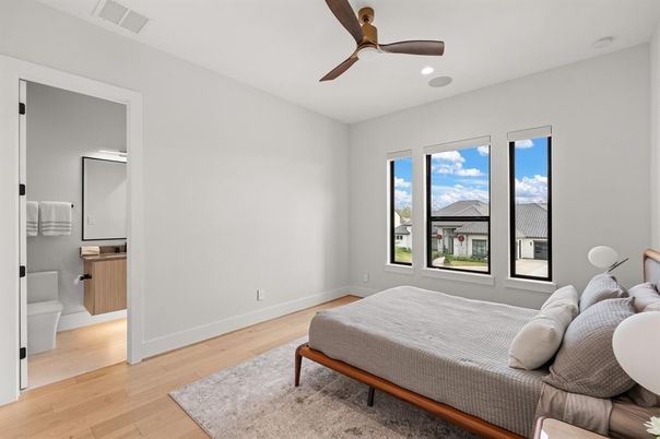 Bathroom, Bedroom, Interior, Recessed Lighting, Wood Texture Flooring