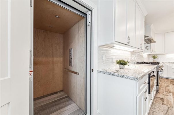 Interior, Kitchen, Recessed Lighting, Wood Texture Flooring