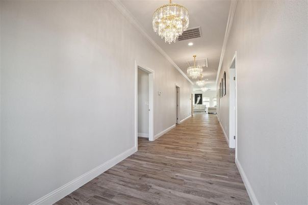 Chandelier, Interior, Recessed Lighting, Wood Texture Flooring