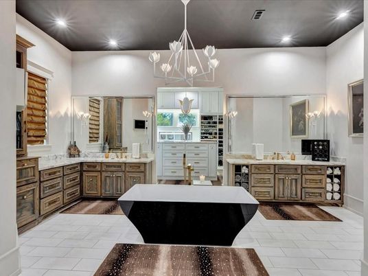Bathroom, Dual Sink Vanities, Free Standing Baths, Interior, Pendant Lights, Recessed Lighting