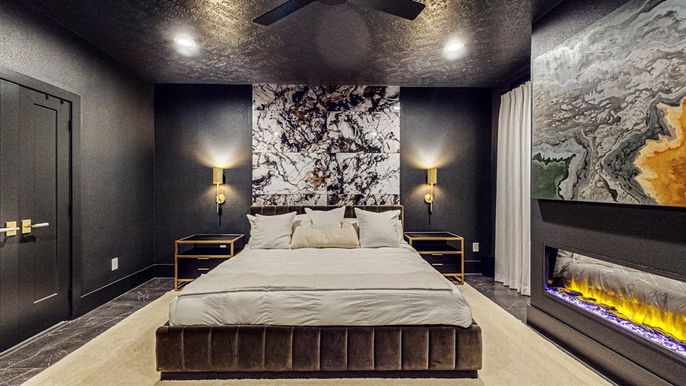 Bedroom, Fireplace, Interior, Recessed Lighting