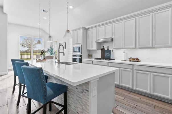 Interior, Kitchen, Pendant Lights, Recessed Lighting, Wood Texture Flooring