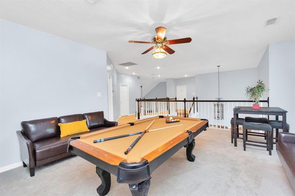 Billiard Table, Game Room, Interior, Recessed Lighting