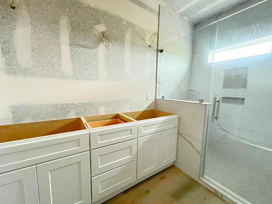 Bathroom, Glass Shower, Interior, Marble Walls