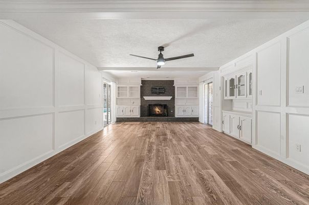 Empty room, Fireplace, Interior, Wood Texture Flooring