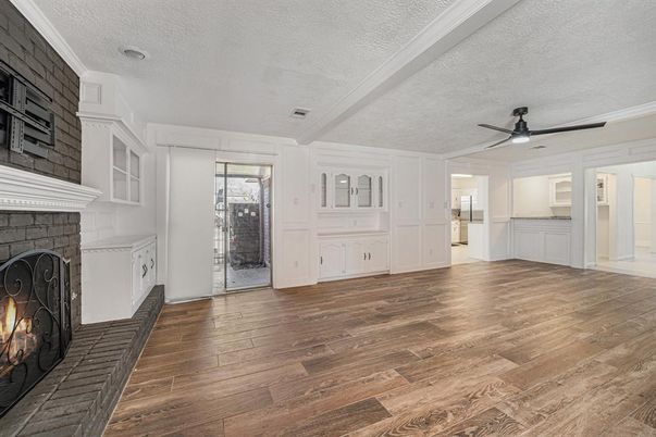 Empty room, Fireplace, Interior, Wood Texture Flooring