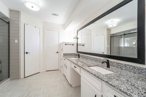 Bathroom, Dual Sink Vanities, Glass Shower, Interior