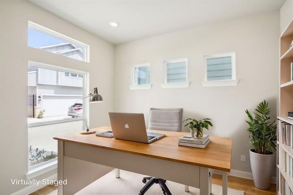Home Office, Interior, Recessed Lighting, Wood Texture Flooring