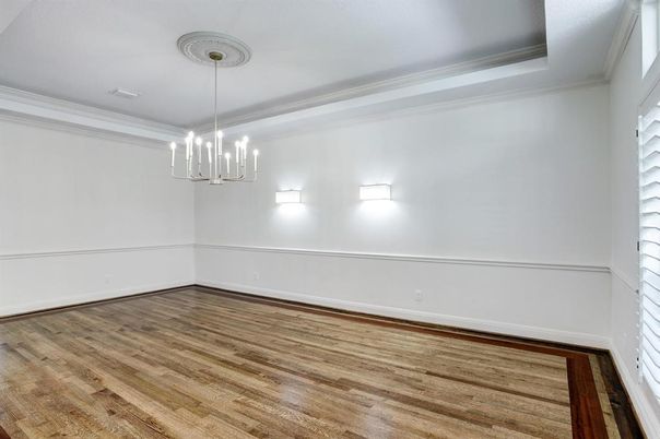 Empty room, Interior, Pendant Lights, Wood Texture Flooring