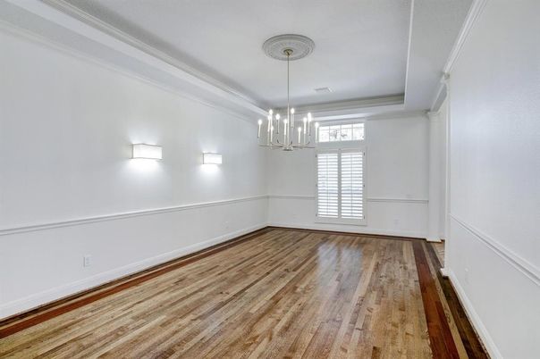 Empty room, Interior, Pendant Lights, Wood Texture Flooring