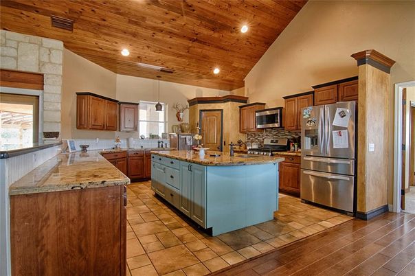 Interior, Kitchen, Pendant Lights, Recessed Lighting, Stainless Steel Appliances, Wooden Ceilings