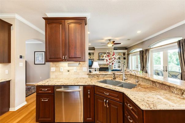 Interior, Kitchen, Recessed Lighting, Wood Texture Flooring