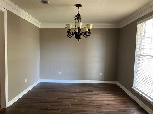 Chandelier, Empty room, Interior, Wood Texture Flooring
