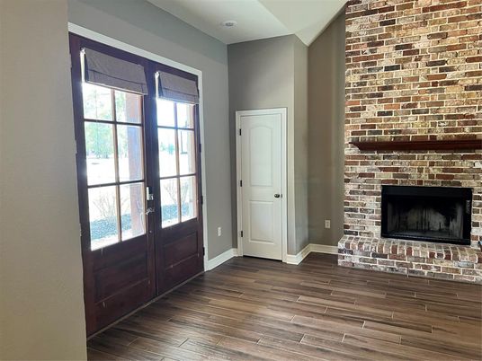 Fireplace, Interior, Stone Walls, Wood Texture Flooring