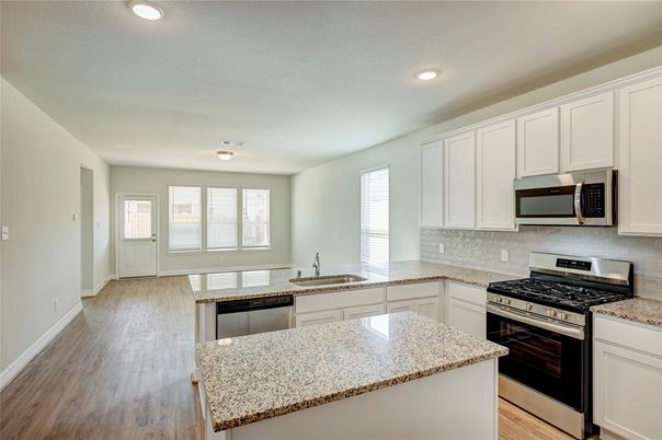 Interior, Kitchen, Recessed Lighting, Wood Texture Flooring