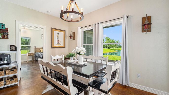 Chandelier, Dining room, Interior, Pendant Lights, Wood Texture Flooring