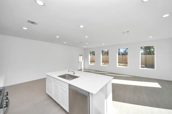 Interior, Kitchen, Recessed Lighting, Wood Texture Flooring