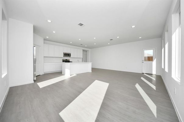 Interior, Kitchen, Recessed Lighting, Wood Texture Flooring