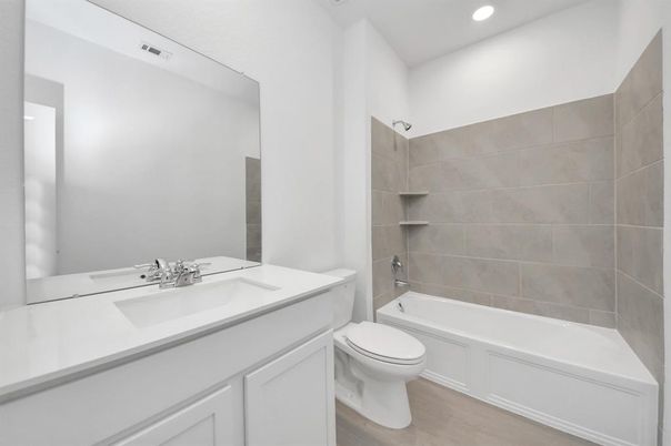 Bathroom, Interior, Recessed Lighting, Wood Texture Flooring